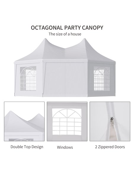 Outsunny 6.8m x 5m Octagonal Party Tent / Wedding Marquee-White 01-0005-002 - pic 36736 | FastDaddyshop