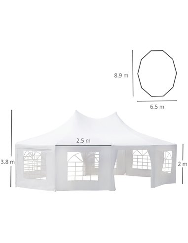 Outsunny 8.9x6.5 m Waterproof Marquee Canopy, White 01-0006-002