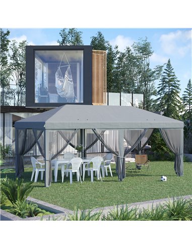 Outsunny 6 x 3m Pop Up Canopy, Marquee Party Wedding Tent, Grey 840-012V03GY