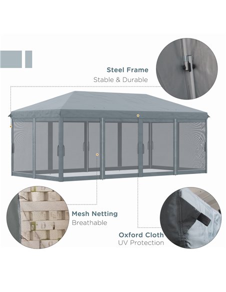 Outsunny 6 x 3m Pop Up Canopy, Marquee Party Wedding Tent, Grey 840-012V03GY - pic 36762 | FastDaddyshop
