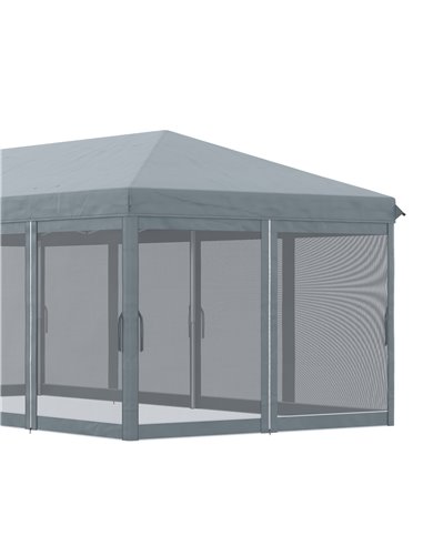 Outsunny 6 x 3m Pop Up Canopy, Outdoor Canopy Shelter, Marquee Party Wedding Tent with 6 Mesh Walls and Carry Bag, Grey 840-012V