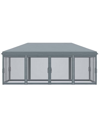 Outsunny 6 x 3m Pop Up Canopy, Outdoor Canopy Shelter, Marquee Party Wedding Tent with 6 Mesh Walls and Carry Bag, Grey 840-012V