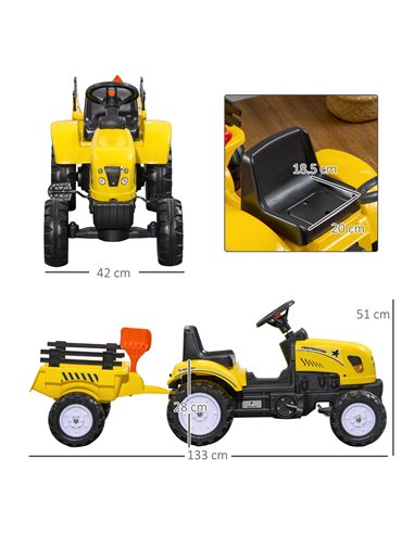 HOMCOM Pedal Go Kart Ride on Tractor w/ Shovel & Rake Four Wheels Child Toy 341-017V00YL