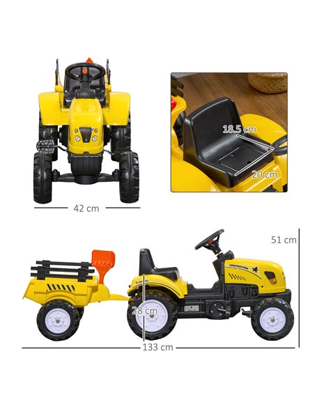 HOMCOM Pedal Go Kart Ride on Tractor w/ Shovel & Rake Four Wheels Child Toy 341-017V00YL - pic 36797 | FastDaddyshop