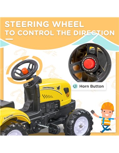 HOMCOM Pedal Go Kart Ride on Tractor w/ Shovel & Rake Four Wheels Child Toy 341-017V00YL