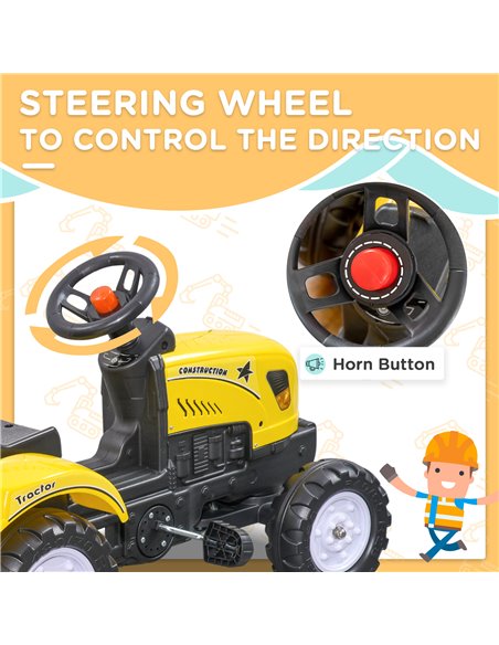 HOMCOM Pedal Go Kart Ride on Tractor w/ Shovel & Rake Four Wheels Child Toy 341-017V00YL - pic 36799 | FastDaddyshop
