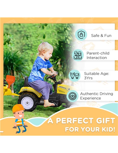 HOMCOM Pedal Go Kart Ride on Tractor w/ Shovel & Rake Four Wheels Child Toy 341-017V00YL - pic 36800 | FastDaddyshop