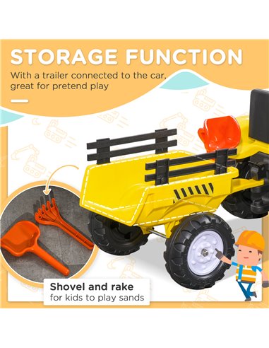 HOMCOM Pedal Go Kart Ride on Tractor w/ Shovel & Rake Four Wheels Child Toy 341-017V00YL