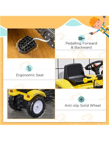 HOMCOM Pedal Go Kart Ride On Excavator W/ Front Loader Digger Four Wheels Child Toy, for 3 Years Old 341-018V00YL