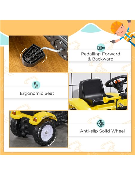 HOMCOM Pedal Go Kart Ride On Excavator W/ Front Loader Digger Four Wheels Child Toy, for 3 Years Old 341-018V00YL - pic 36808 | FastDaddyshop