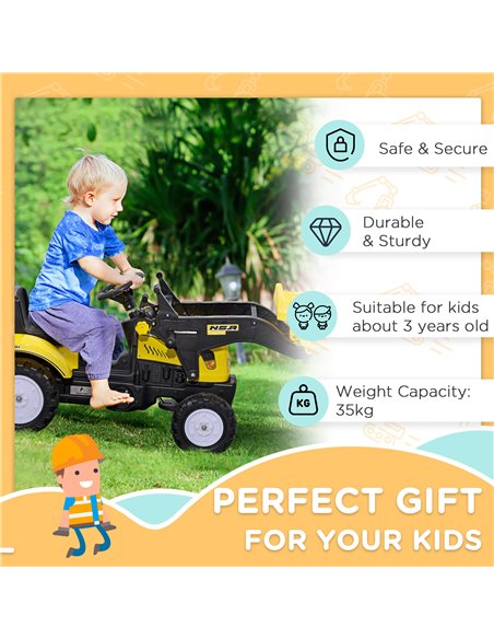 HOMCOM Pedal Go Kart Ride On Excavator W/ Front Loader Digger Four Wheels Child Toy, for 3 Years Old 341-018V00YL - pic 36809 | FastDaddyshop