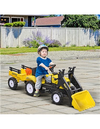 HOMCOM Kids Pedal Go Kart Excavator-Yellow 341-019V00YL