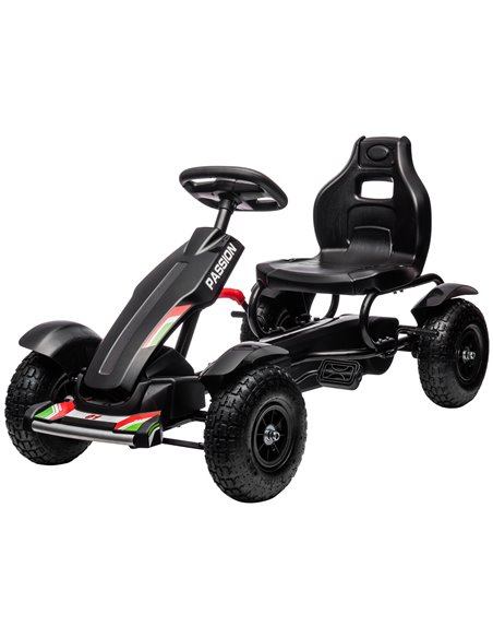 HOMCOM Metal Kids Pedal Go Kart with Inflatable Tyres, Black 370-276V00BK - pic 36822 | FastDaddyshop