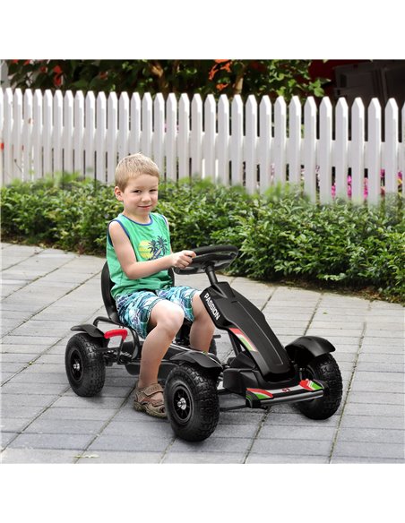 HOMCOM Metal Kids Pedal Go Kart with Inflatable Tyres, Black 370-276V00BK - pic 36823 | FastDaddyshop