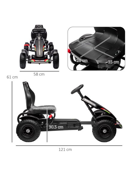 HOMCOM Metal Kids Pedal Go Kart with Adjustable Seat Inflatable Tyres Black 370-276V00BK - pic 36824 | FastDaddyshop
