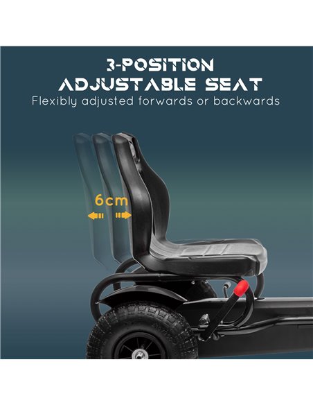 HOMCOM Metal Kids Pedal Go Kart with Adjustable Seat Inflatable Tyres Black 370-276V00BK - pic 36825 | FastDaddyshop