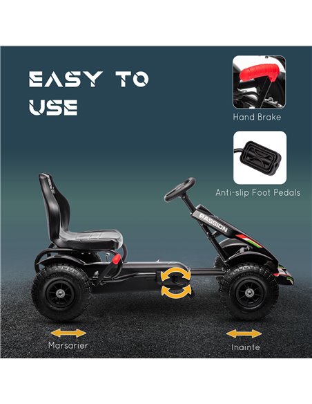 HOMCOM Metal Kids Pedal Go Kart with Adjustable Seat Inflatable Tyres Black 370-276V00BK - pic 36826 | FastDaddyshop