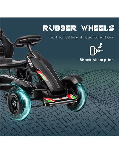 HOMCOM Metal Kids Pedal Go Kart with Adjustable Seat Inflatable Tyres Black 370-276V00BK