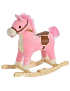 HOMCOM Kids Ride On Plush Rocking Horse with Sound, Pink 330-109PK