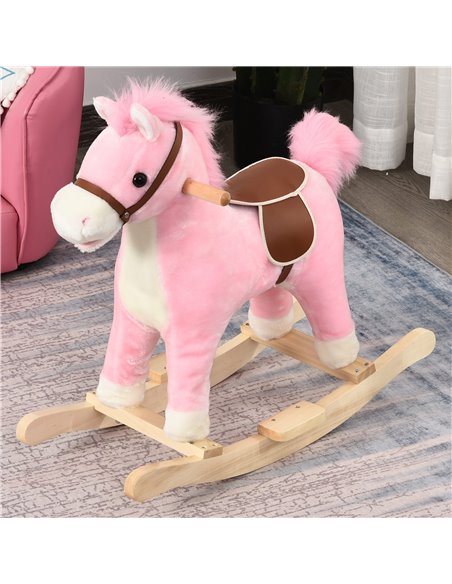 HOMCOM Kids Ride On Plush Rocking Horse with Sound, Pink 330-109PK - pic 36832 | FastDaddyshop