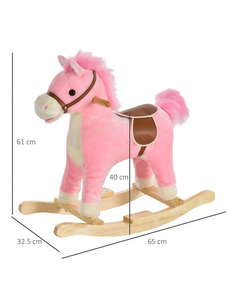HOMCOM Kids Ride On Plush Rocking Horse w/ Sound Pink 330-109PK - pic 36833 | FastDaddyshop