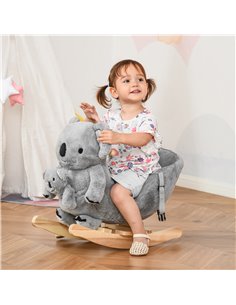 HOMCOM Kids Plush Ride-On Rocking Horse Koala, Grey 330-137 2