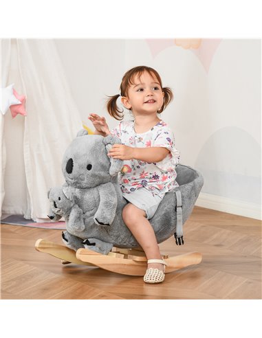 HOMCOM Kids Plush Ride-On Rocking Horse Koala, Grey 330-137