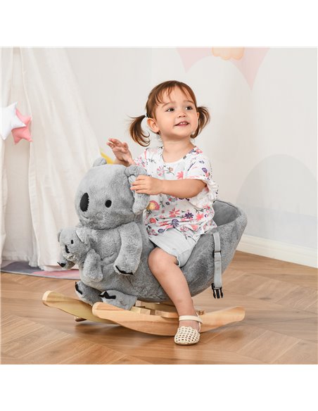 HOMCOM Kids Plush Ride-On Rocking Horse Koala, Grey 330-137 - pic 36841 | FastDaddyshop