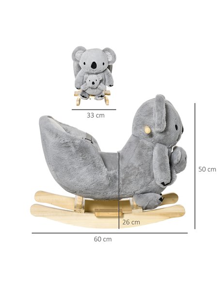 HOMCOM Kids Plush Ride-On Rocking Horse Koala, Grey 330-137 - pic 36842 | FastDaddyshop