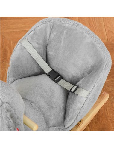 HOMCOM Kids Plush Ride-On Rocking Horse Koala-shaped Plush Toy Rocker with Gloved Doll Realistic Sounds for Child 18-36 Months G