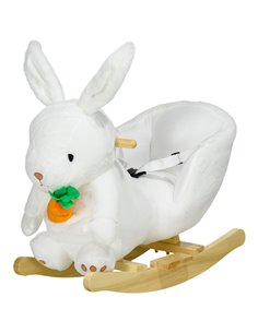 HOMCOM Kids Rocking Horse, Plush Rocking Chair Rabbit Shape, White 330-159V00WT