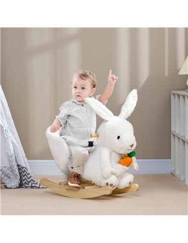 HOMCOM Kids Rocking Horse, Plush Rocking Chair Rabbit Shape, White 330-159V00WT