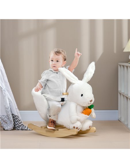 HOMCOM Kids Rocking Horse, Plush Rocking Chair Rabbit Shape, White 330-159V00WT - pic 36859 | FastDaddyshop