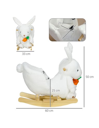 HOMCOM Kids Rocking Horse, Plush Rocking Chair Rabbit Shape, White 330-159V00WT
