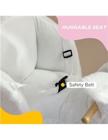 HOMCOM Kids Rocking Horse, Plush Rocking Chair Rabbit Shape w/ Safety Harness, Realistic Sound, Foot Pedals, for Toddler Aged 18