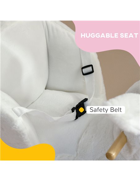HOMCOM Kids Rocking Horse, Plush Rocking Chair Rabbit Shape w/ Safety Harness, Realistic Sound, Foot Pedals, for Toddler Aged 18 - pic 36863 | FastDaddyshop