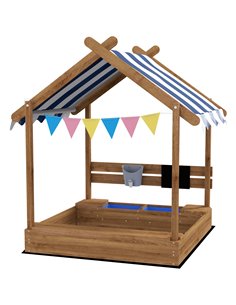 Outsunny Wooden Sandbox with Canopy, House Design, Brown 343-063V00BN