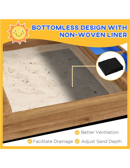 Outsunny Wooden Sandbox with Canopy House Design Brown 343-063V00BN - pic 36871 | FastDaddyshop