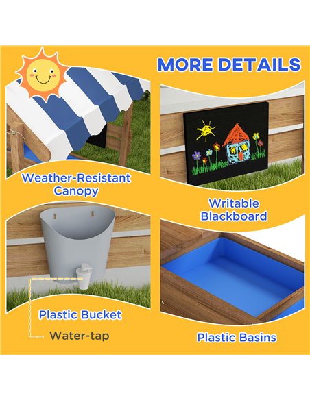 Outsunny Wooden Sandbox with Canopy House Design Brown 343-063V00BN - pic 36873 | FastDaddyshop