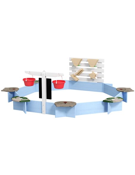 Outsunny Wooden Kids Sandbox with 6 Seats Blue 343-062V00BU - pic 36876 | FastDaddyshop