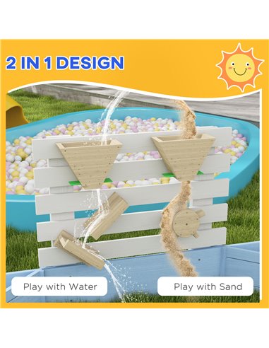 Outsunny Wooden Kids Sandbox with 6 Seats Blue 343-062V00BU