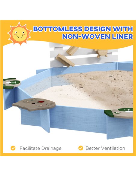 Outsunny Wooden Kids Sandbox with 6 Seats Blue 343-062V00BU - pic 36880 | FastDaddyshop