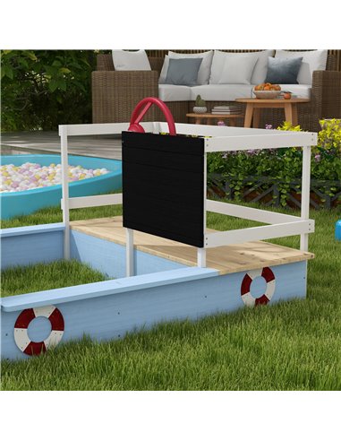 Outsunny Wooden Kids Sandbox Pirate Ship Design Blue 343-060V00BU