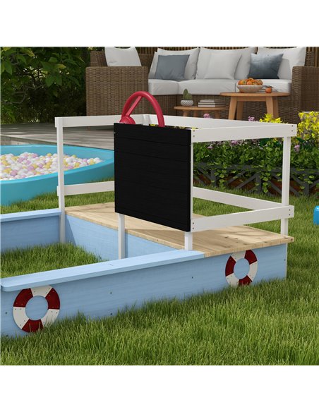 Outsunny Wooden Kids Sandbox Pirate Ship Design Blue 343-060V00BU - pic 36891 | FastDaddyshop
