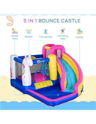 Outsunny 5 in 1 Bouncy Castle for Children with Blower for 3-8 Years Old Kids 342-027V70MX