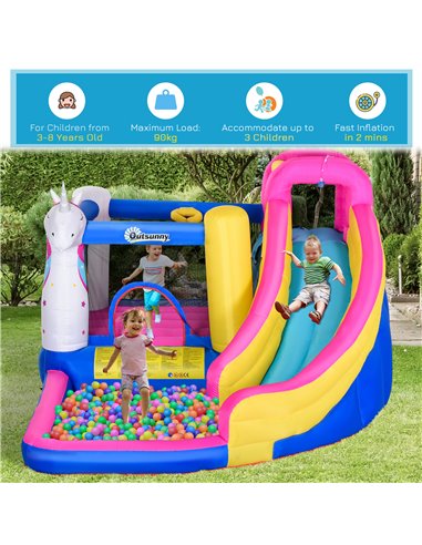 Outsunny 5 in 1 Bouncy Castle for Children with Blower for 3-8 Years Old Kids 342-027V70MX