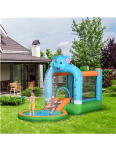 Outsunny 4 in 1 Elephant-Themed Inflatable Water Park, Kids Bouncy Castle, 346-009V70MX 2