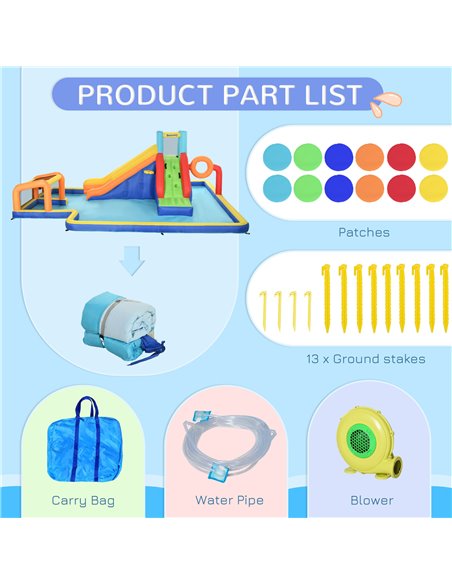 Outsunny 6 in 1 Bouncy Castle with Slide, Pool, Climbing Wall, Water Cannon, Basketball Hoop, Football Stand, for Ages 3-8 Years - pic 36928 | FastDaddyshop