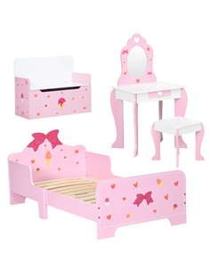 ZONEKIZ 4PCs Kids Bedroom Furniture Set, Princess Themed, Pink 313-P002