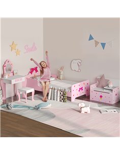 ZONEKIZ 4PCs Kids Bedroom Furniture Set, Princess Themed, Pink 313-P002 2